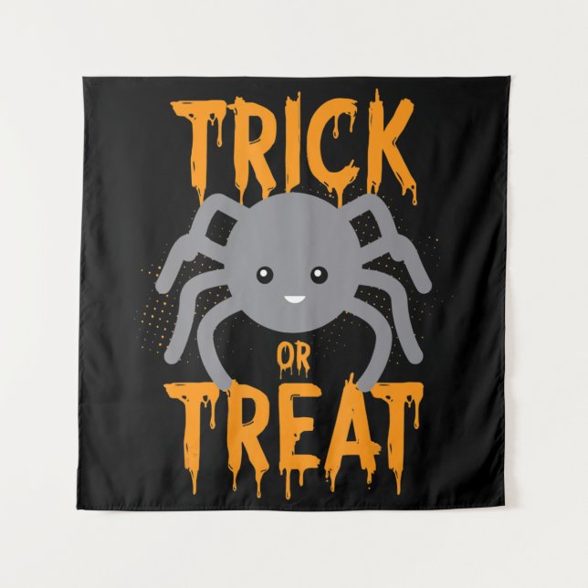 Niedliche Spinne - Trick oder Treat- Halloween Wandteppich (Vorderseite)