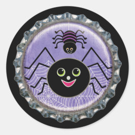 Niedliche Spinnen Halloween-Flaschenkappe Runder Aufkleber