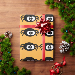 Niedliche Spinnen Halloween Gelb Geschenkpapier