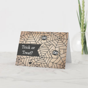 Niedliche Spinnen, Spinnennetze, glückliches Hallo Karte