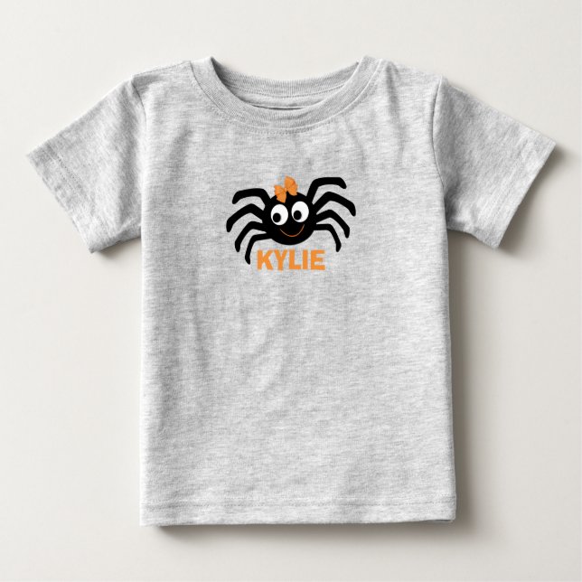 Niedliche Spinnennetzhalle zwischen personalisiert Baby T-shirt (Vorderseite)