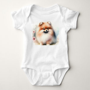 Niedliche Spitz-Aquarelldarstellung Baby Strampler