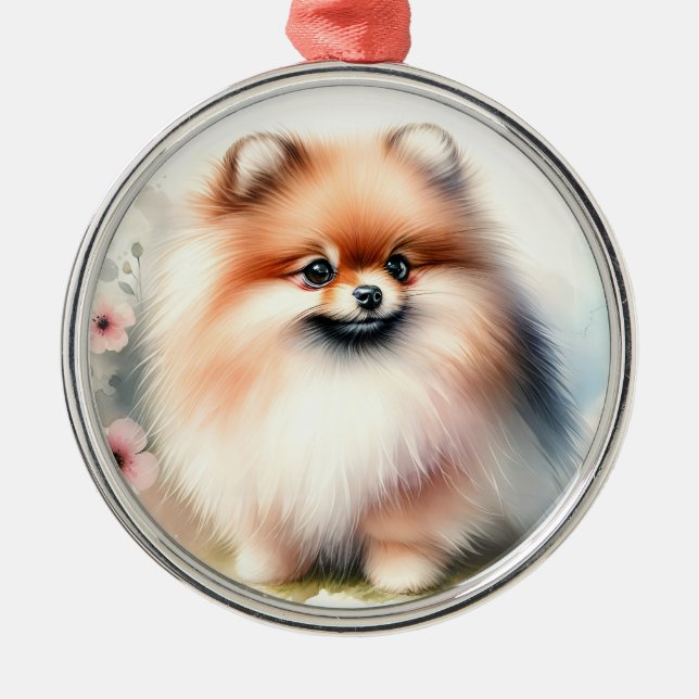 Niedliche Spitz-Aquarelldarstellung Ornament Aus Metall