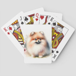 Niedliche Spitz-Aquarelldarstellung Spielkarten