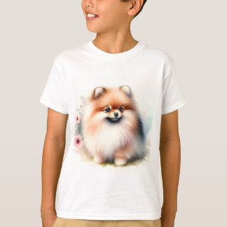 Niedliche Spitz-Aquarelldarstellung T-Shirt