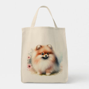 Niedliche Spitz-Aquarelldarstellung Tragetasche