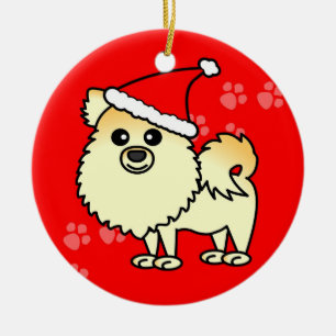 Niedliche Spitz-Cartoon-Weihnachtsmannmütze Keramik Ornament