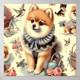 Niedliche Spitz-Malerei Poster