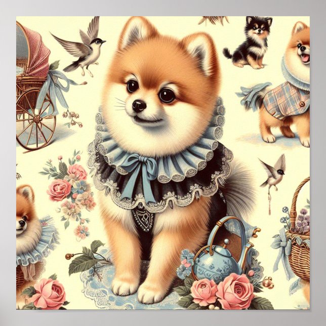 Niedliche Spitz-Malerei Poster (Vorne)