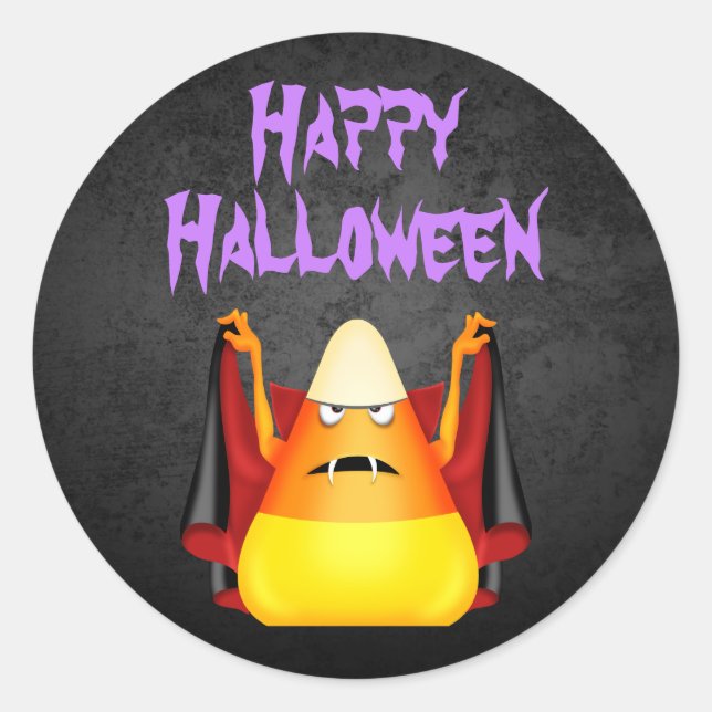 Niedliche Spooky Candy Corn Happy Halloween Runder Aufkleber (Vorderseite)
