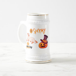 Niedliche Spooky Dog Ghost & Pumpkin Halloween Des Bierglas