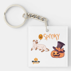 Niedliche Spooky Dog Ghost & Pumpkin Halloween Des Schlüsselanhänger
