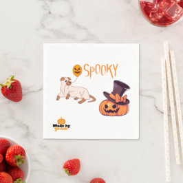 Niedliche Spooky Dog Ghost & Pumpkin Halloween Des Serviette