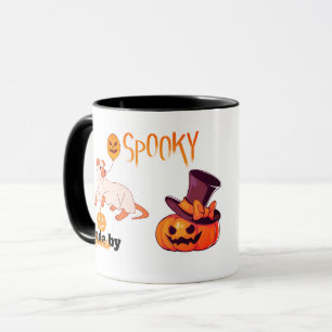 Niedliche Spooky Dog Ghost & Pumpkin Halloween Des Tasse