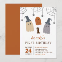 Niedliche Spooky Geister und Spinnen Erster Geburt