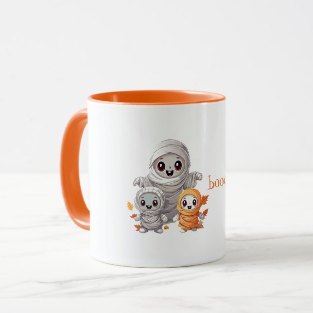 Niedliche Spooky Mummies Tasse (Vorderseite Links)