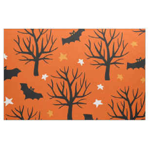 Niedliche Spottenbaumen und koboldes Halloween-Mus Stoff