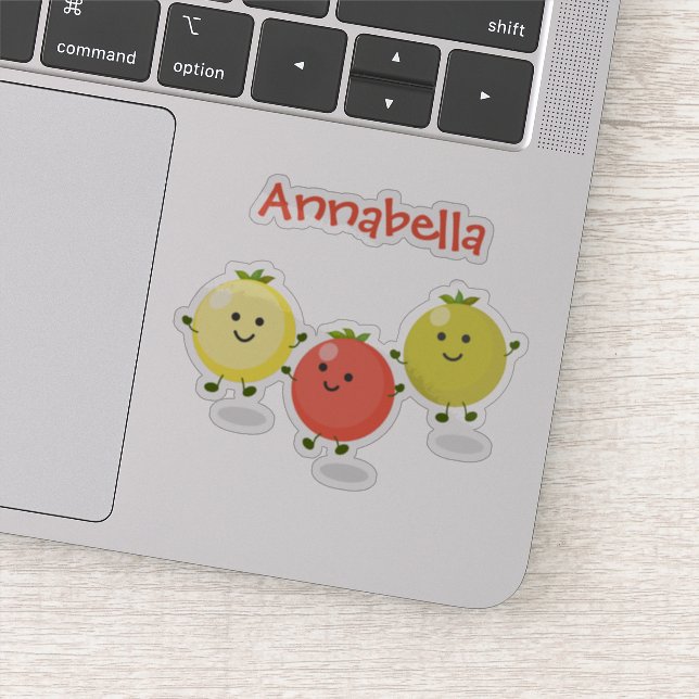 Niedliche Springfruchttomaten Cartoon Abbildung Aufkleber (Detail)