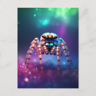 Niedliche Springspinne Lebendige Farben Postkarte