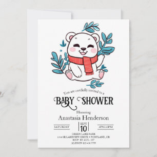 Niedliche Sprinkle Polar Bear Digital Baby Dusche Einladung