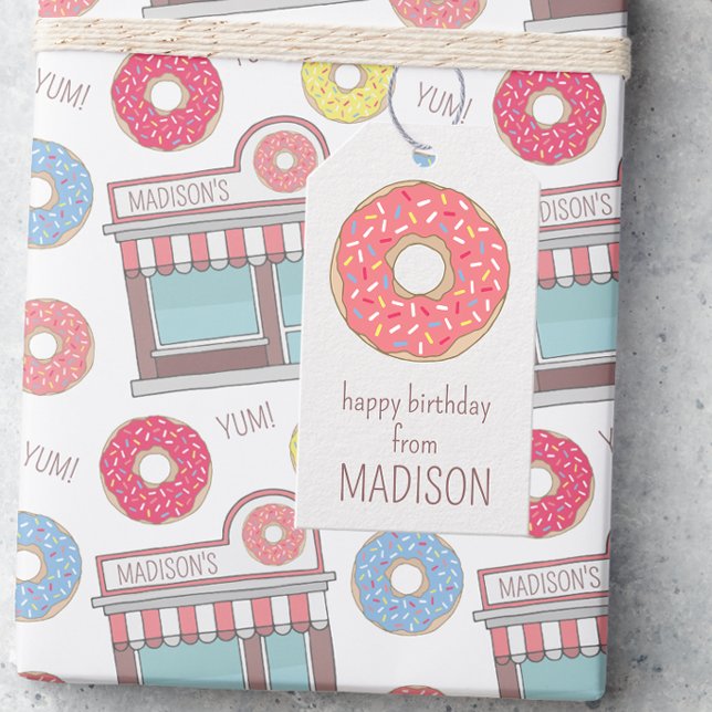 Niedliche Sprinklen Donut Personalisiert Geschenkanhänger (Von Creator hochgeladen)