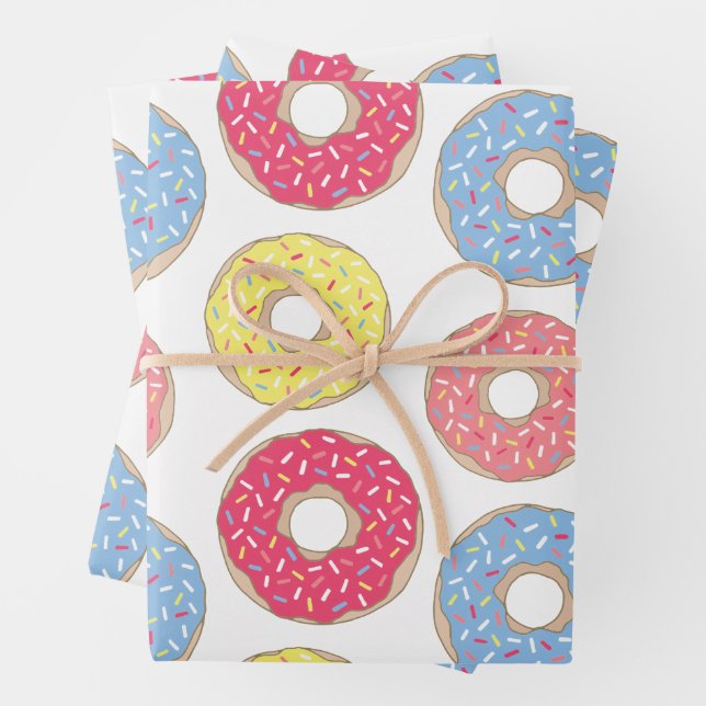 Niedliche Sprinklen Donuts Geschenkpapier Set (Beispiel)