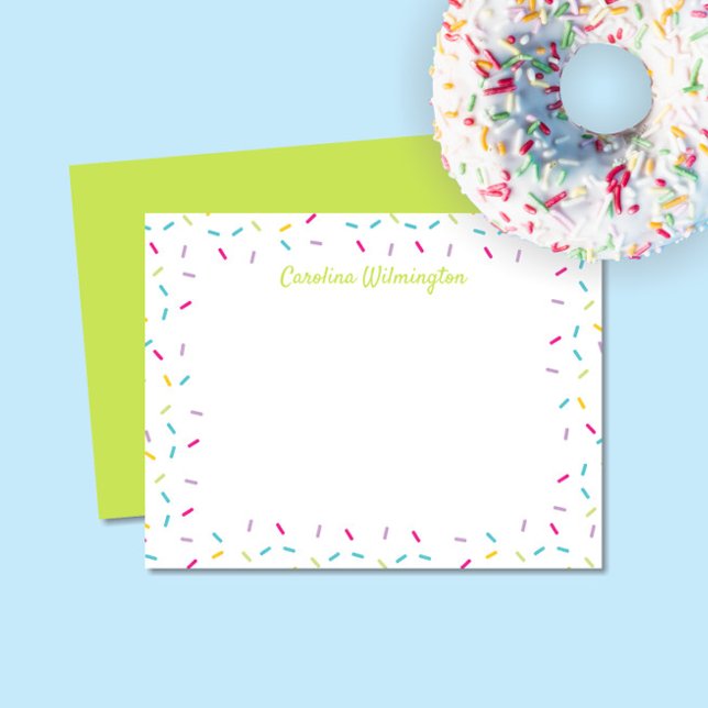 Niedliche Sprinklen Girly Lime Green Stationery Mitteilungskarte (Von Creator hochgeladen)