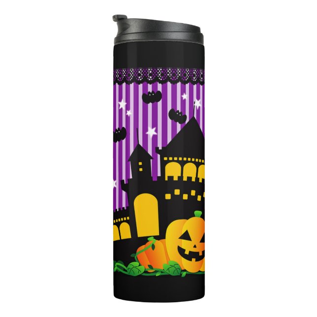 Niedliche Spuk Hausboote und Pumpkins Thermosbecher (Nach rechts gedreht)