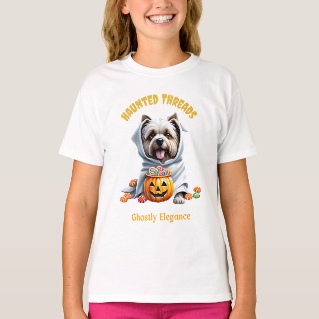 Niedliche Spuk Leckereien Yorkie Pup Adorroween Ha T-Shirt (Vorderseite)