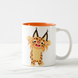 Niedliche Spunky Cartoonbobcat-Tasse Zweifarbige Tasse