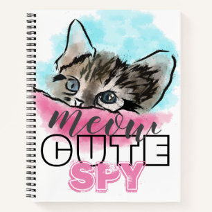 "NIEDLICHE SPY" Funny Niedlich Kitten Pink Blue Notizbuch