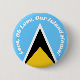 Niedliche St. Lucian Flag Blue Yellow Anthem Phras Button