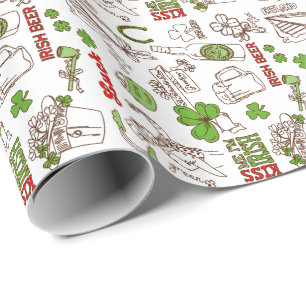 Niedliche St Patrick Symbols Illustration Doodle S Geschenkpapier