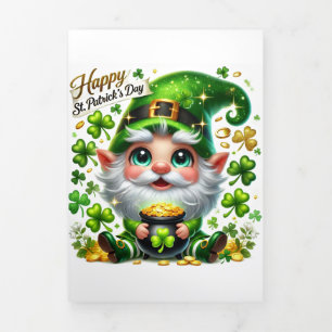 Niedliche St Patrick's Day Card beim Festival Gnom Dreifach Gefaltete Urlaubskarte