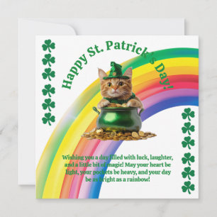 Niedliche St. Patrick's Day Card - Katze in Gold Feiertagskarte