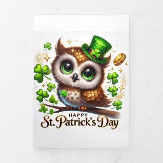 Niedliche St. Patrick's Day Card mit festem Eule Dreifach Gefaltete Urlaubskarte