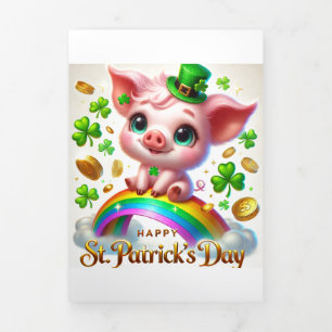 Niedliche St Patrick's Day Card mit festem Schwanz Dreifach Gefaltete Urlaubskarte