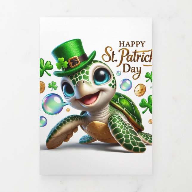 Niedliche St Patrick's Day Card mit festlicher Mee Dreifach Gefaltete Urlaubskarte (Cover)