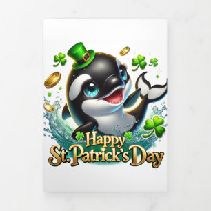 Niedliche St Patrick's Day Card mit Orca Dreifach Gefaltete Urlaubskarte