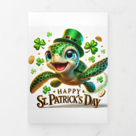 Niedliche St Patrick's Day Card mit Sea Turtle Dreifach Gefaltete Karte