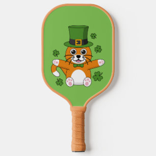 Niedliche St Patrick's Day Cat mit Kleeblättern Ca Pickleball Schläger