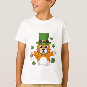 Niedliche St Patrick's Day Cat mit Kleeblättern Ca T-Shirt