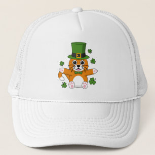 Niedliche St Patrick's Day Cat mit Kleeblättern Ca Truckerkappe