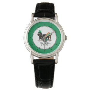 Niedliche St. Patrick's Day Dackel (schwarz & tan) Armbanduhr