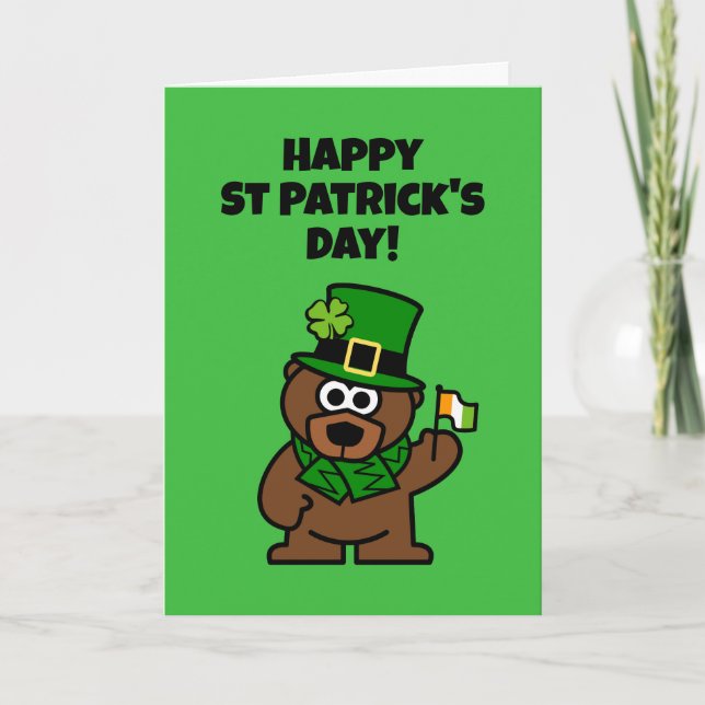 Niedliche St. Patrick's Day-Karte mit Kobelbär Karte (Vorderseite)