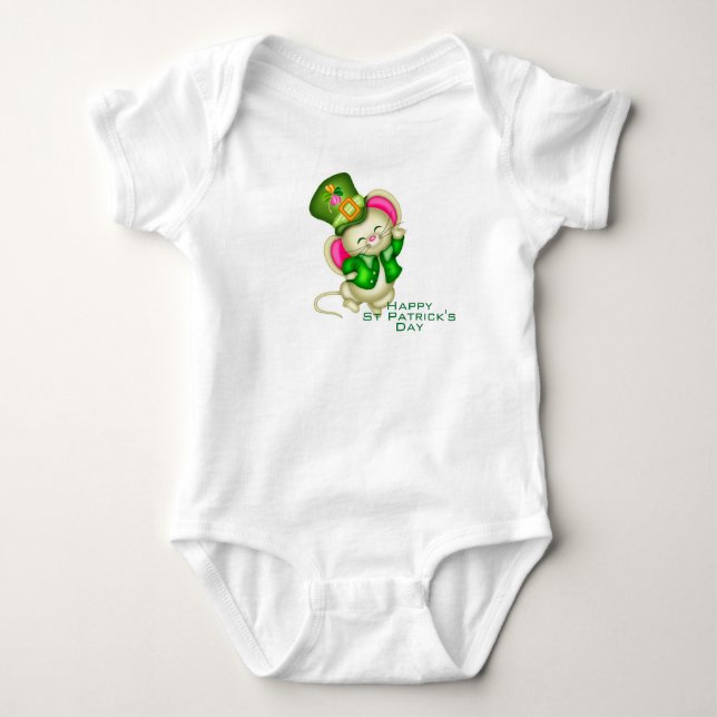 Niedliche St. Patrick's Day Mouse Baby Strampler (Vorderseite)