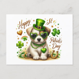 Niedliche St. Patrick's Day Welpenkarte Feiertagspostkarte