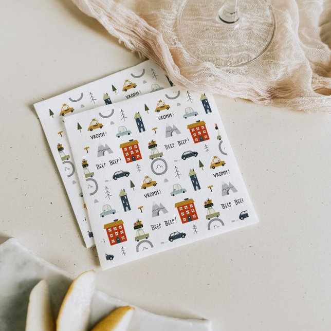 Niedliche Stadtautos zum Geburtstag Serviette (Von Creator hochgeladen)