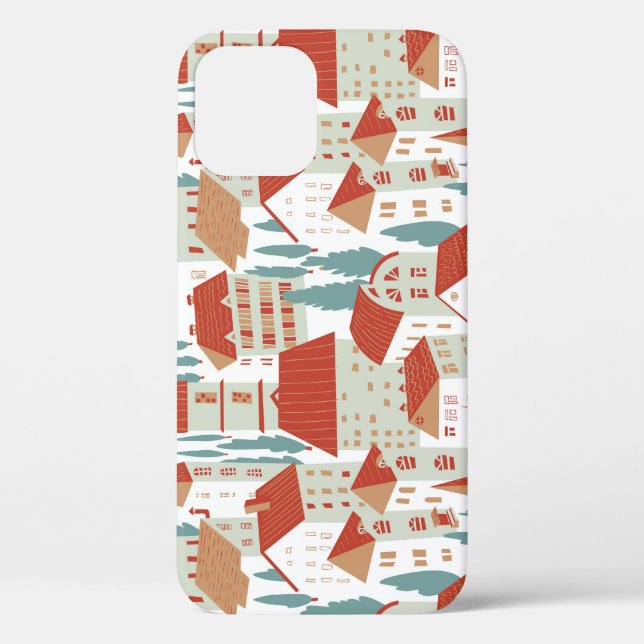 Niedliche Stadthäuser: Nahtlose Illustration Case-Mate iPhone Hülle (Rückseite)