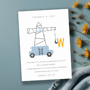 Niedliche städtische Baukrane Kinderdusche Dankeskarte